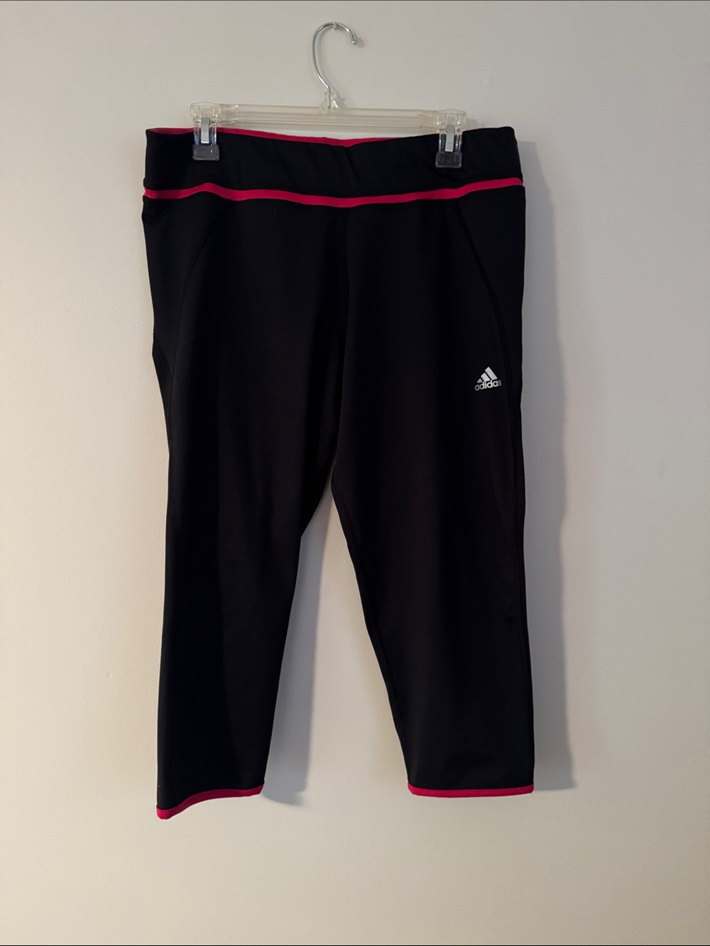 Adidas Performance Women’s Climalite Black Capri Leggings with Pink Trim